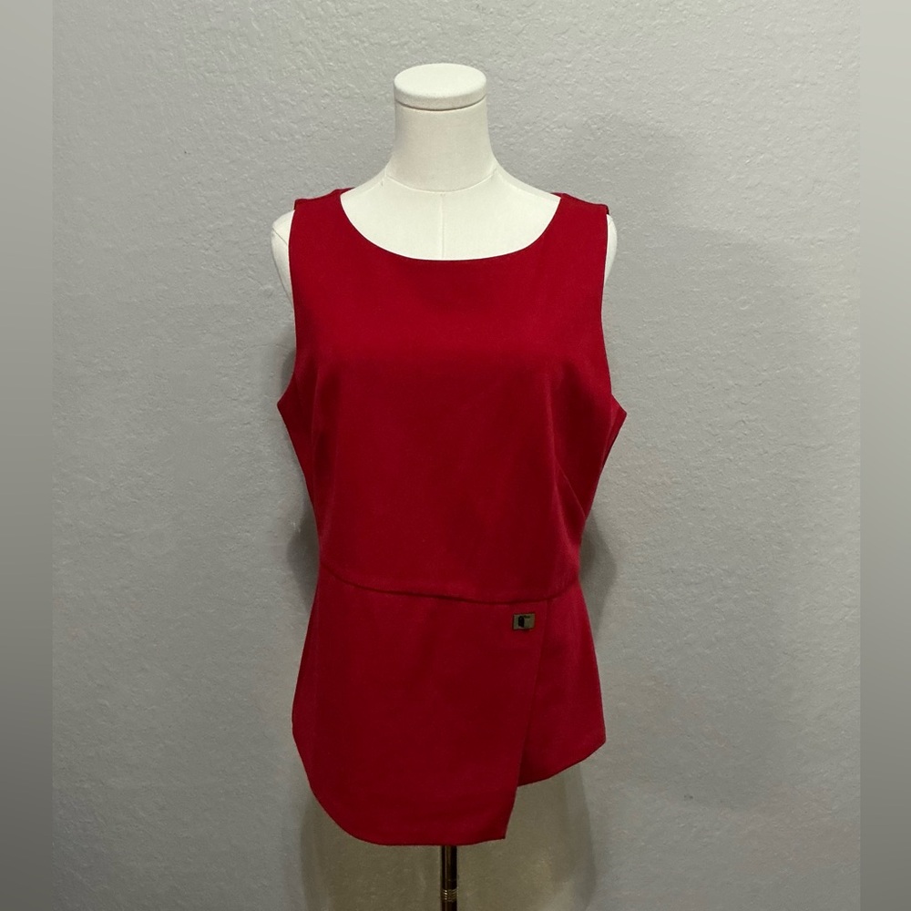 White House Black Market Red Sleeveless Blouse